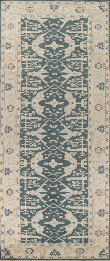 Handmade Green Oushak Indian Runner Rug 6x18