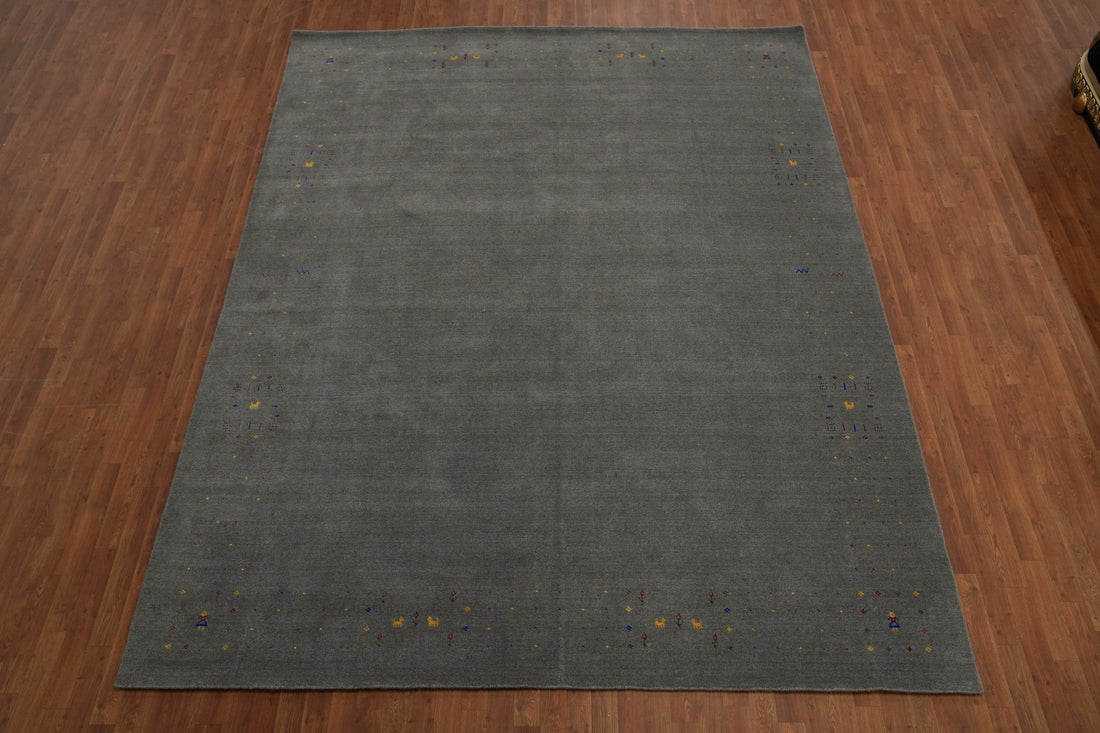 Handmade Gray Gabbeh Oriental Area 9x12