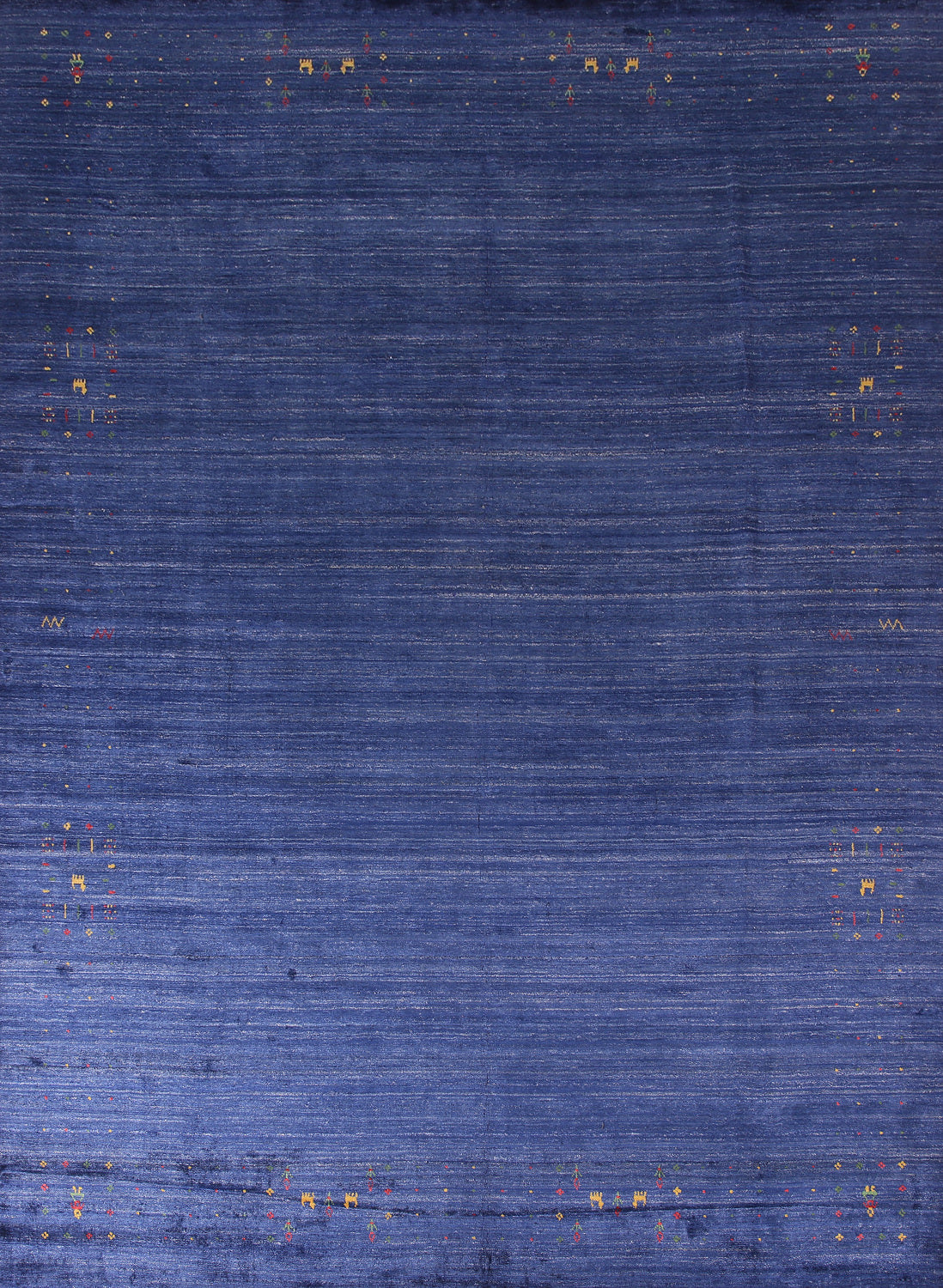 Blue Striped Silk Gabbeh Oriental Area Rug 9x11