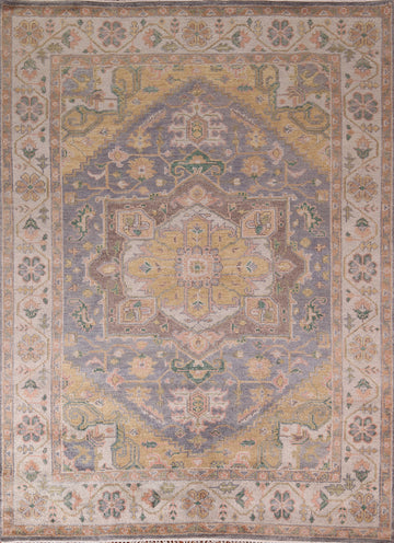 Geometric Blue Heriz Serapi Indian Area Rug 8x10
