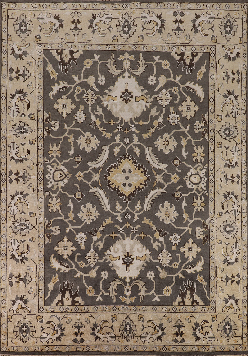 All-Over Floral Gray Oushak Oriental Area Rug 9x12