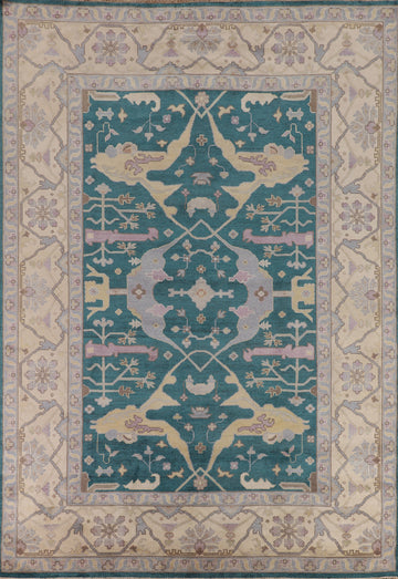 Teal Wool Handmade Oushak Indian Area Rug 9x12