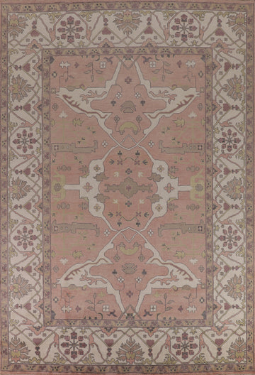 Pink & Ivory Wool Oushak Oriental Large Rug 10x14