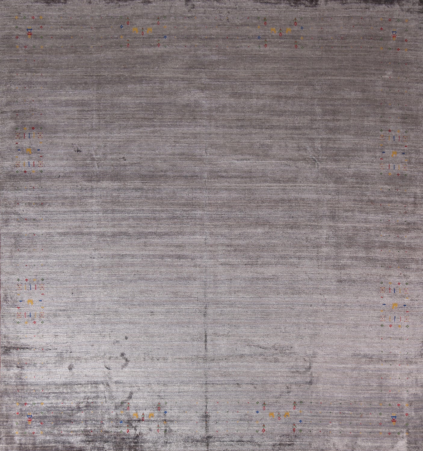 Silk Gray Handmade Gabbeh Oriental Area Rug 10x10