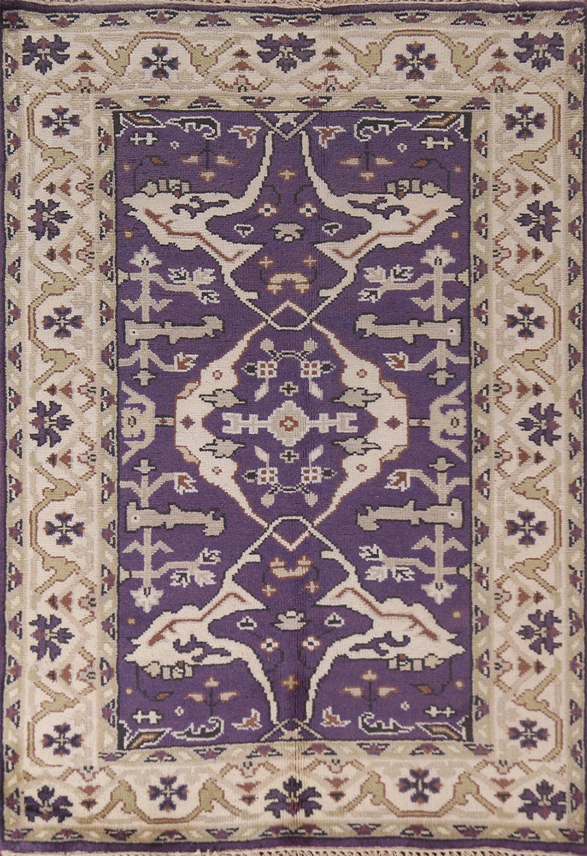 Purple Wool Oushak Indian Accent Rug 4x6