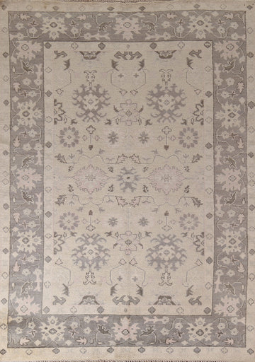 Ivory Wool Oushak Indian Area Rug 6x9