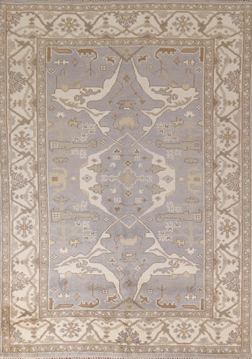 Silver Gray Wool Oushak Indian Area Rug 6x9