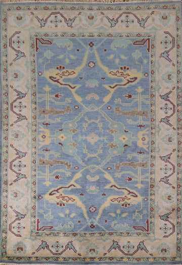 Light Blue Wool Oushak Indian Accent Rug 4x6