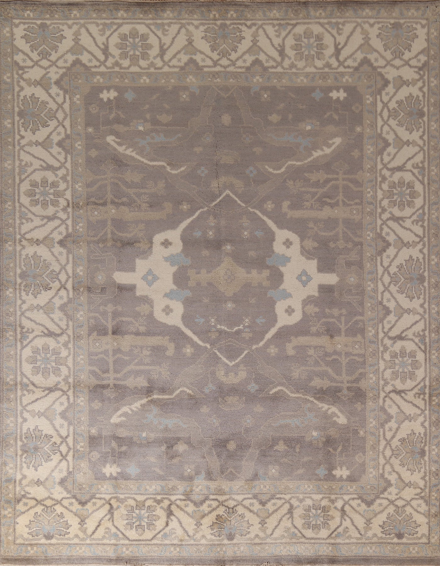 Gray & Ivory Wool Oushak Indian Area Rug 8x10