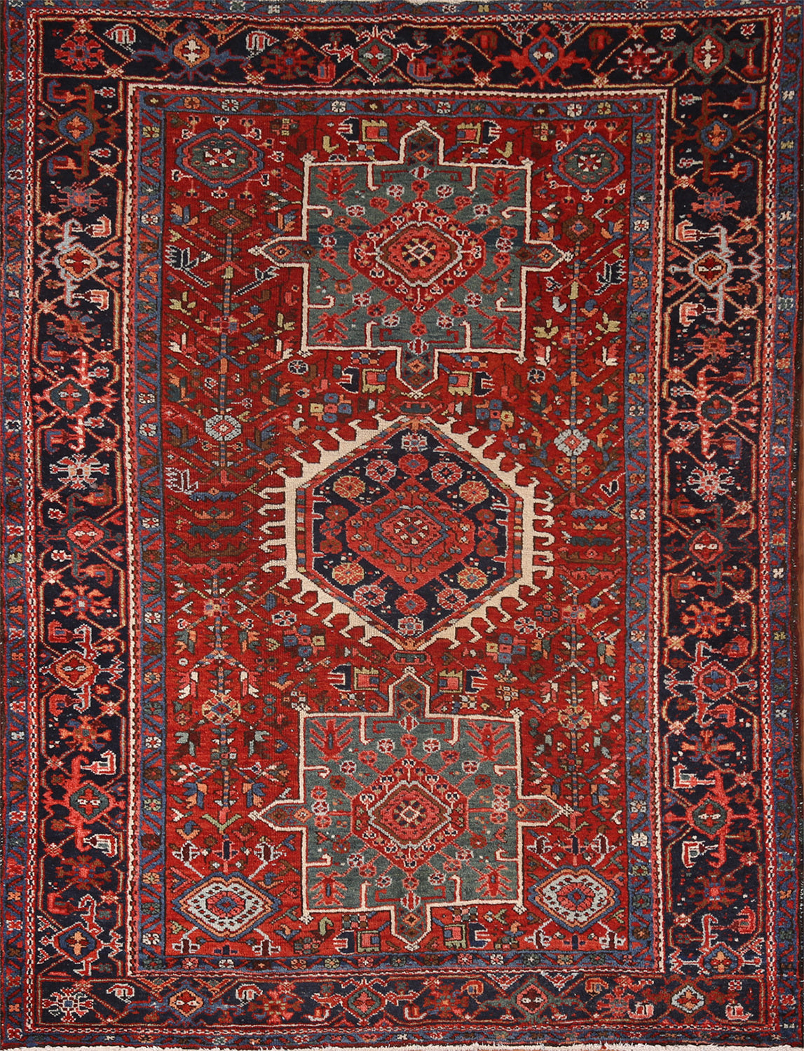Antique Vegetable Day Geometric Gharajeh Persian Rug 5x6
