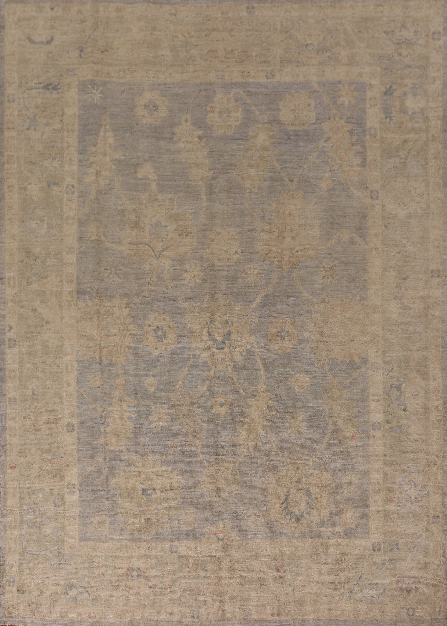 Earth Tone Wool Oushak Vegetable Dye Area Rug 6x8