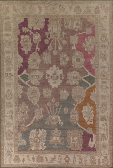 All-Over Floral Oushak Vegetable Dye Area Rug 9x12