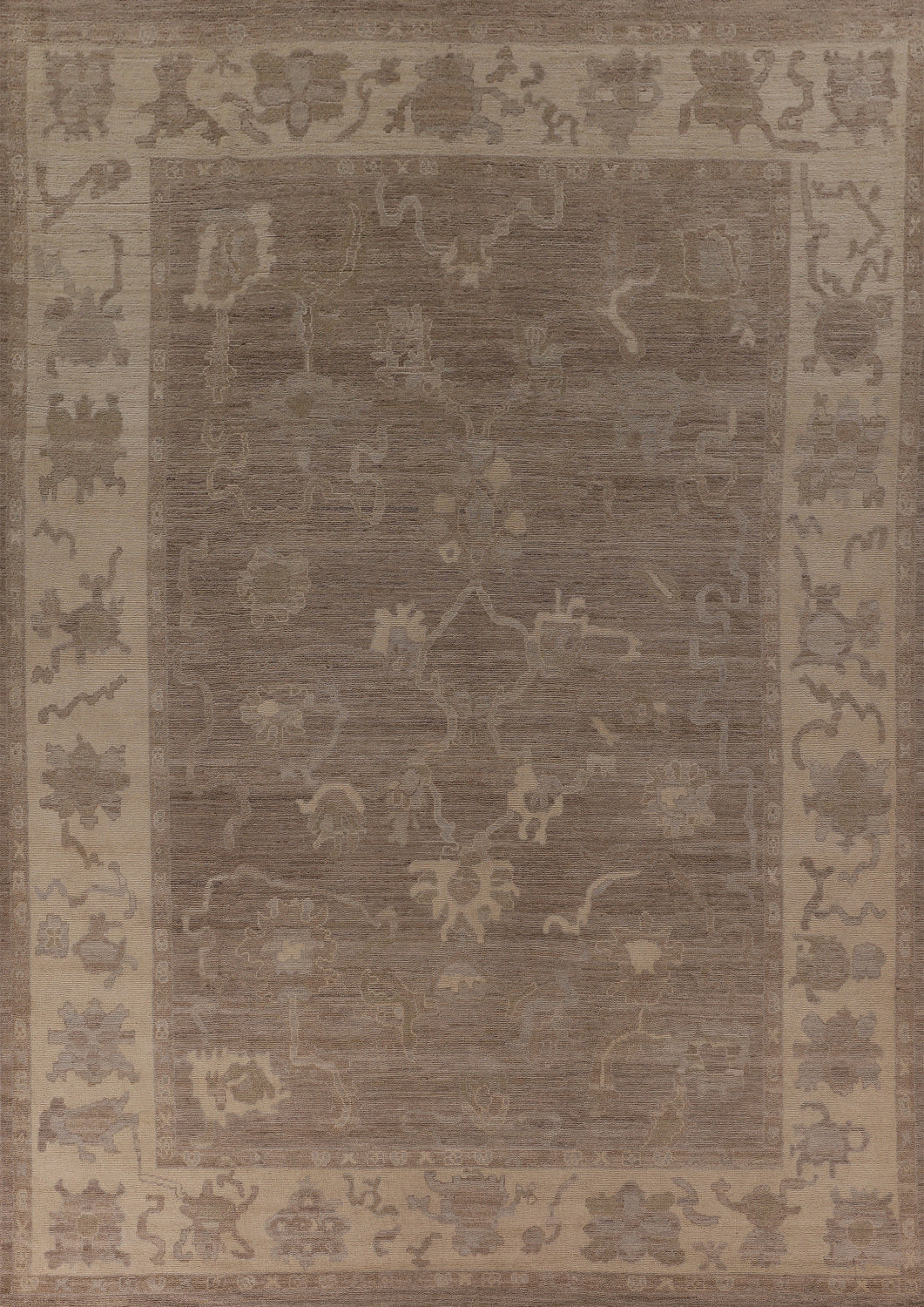 Vegetable Dye Floral Oushak Turkish Area Rug 9x12