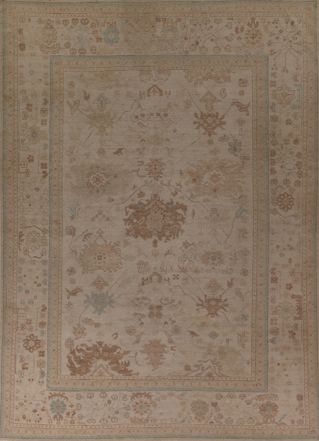 Earth Tone Wool Oushak Vegetable Dye Area Rug 8x11