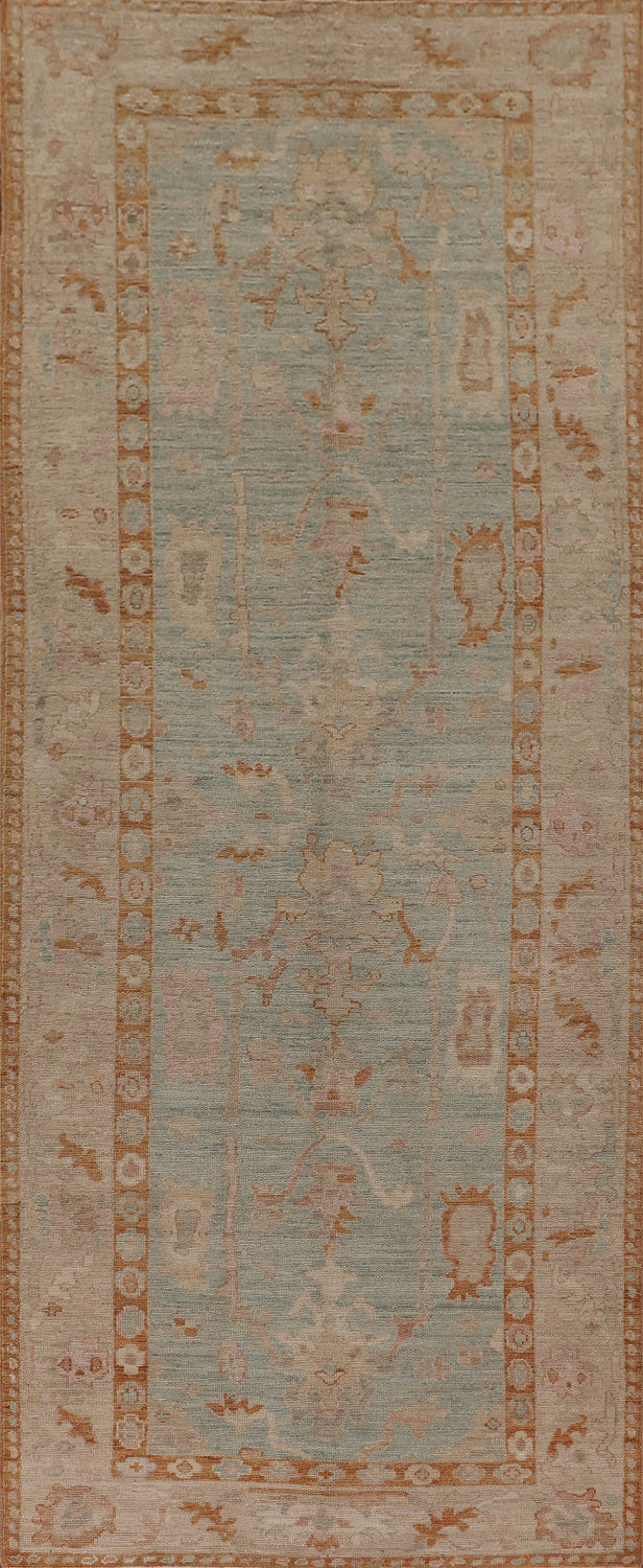 Vegetable Dye Oushak Turkish Runner Rug 4x12