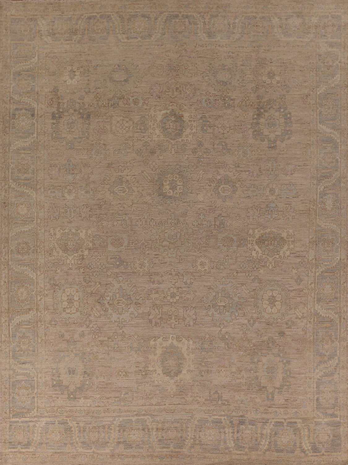 Earth Tone Vegetable Dye Oushak Wool Area Rug 8x10