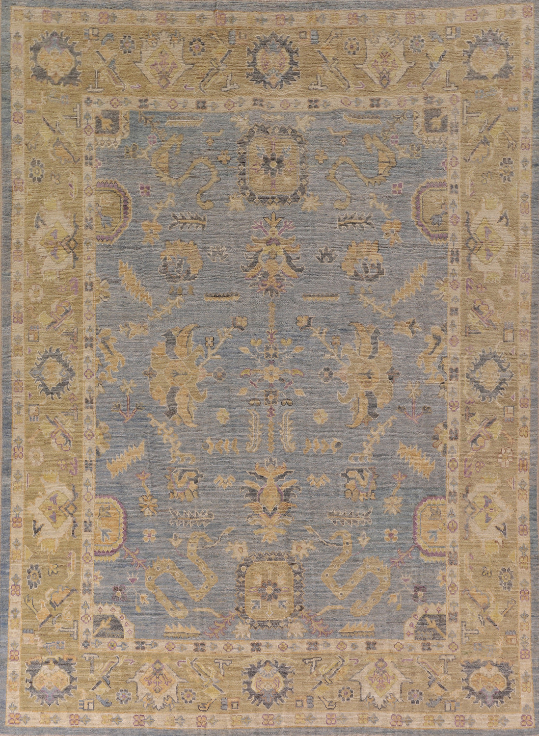 Light Blue Vegetable Dye Oushak Living Room Area Rug 8x10