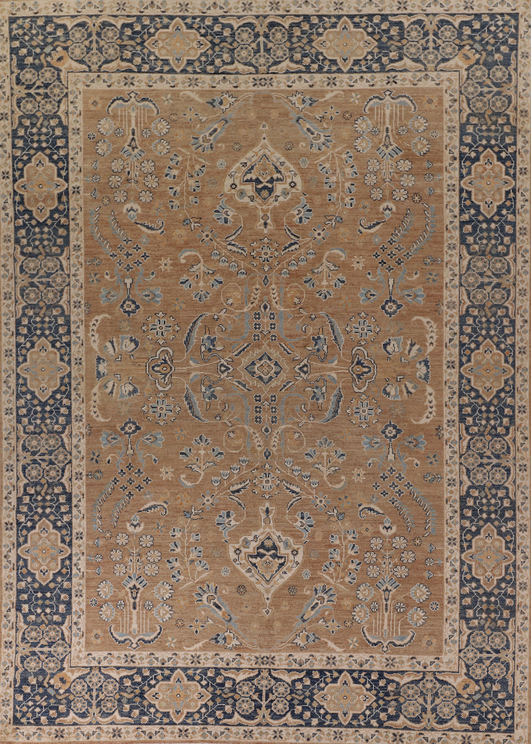 Vegetable Dye Floral Oushak Turkish Area Rug 9x12