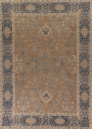 Vegetable Dye Floral Oushak Turkish Area Rug 9x12