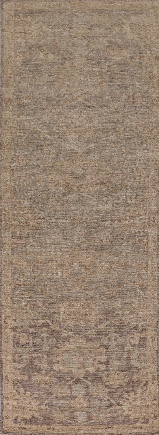 Vegetable Dye Oushak Turkish Runner Rug 3x10