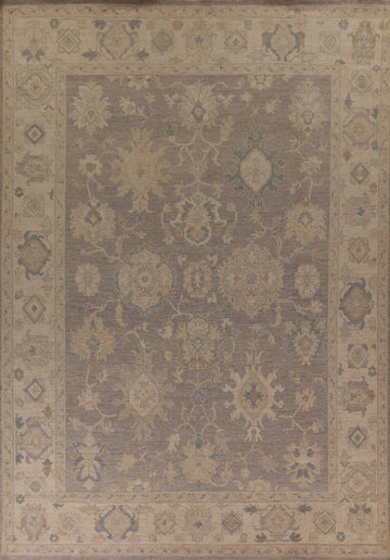 Vegetable Dye Gray Oushak Turkish Area Rug 9x12