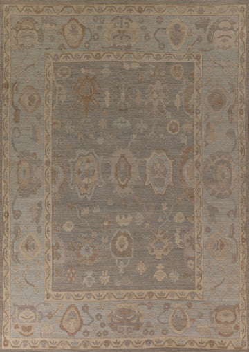 Vegetable Dye Gray Oushak Oriental Area Rug 9x12