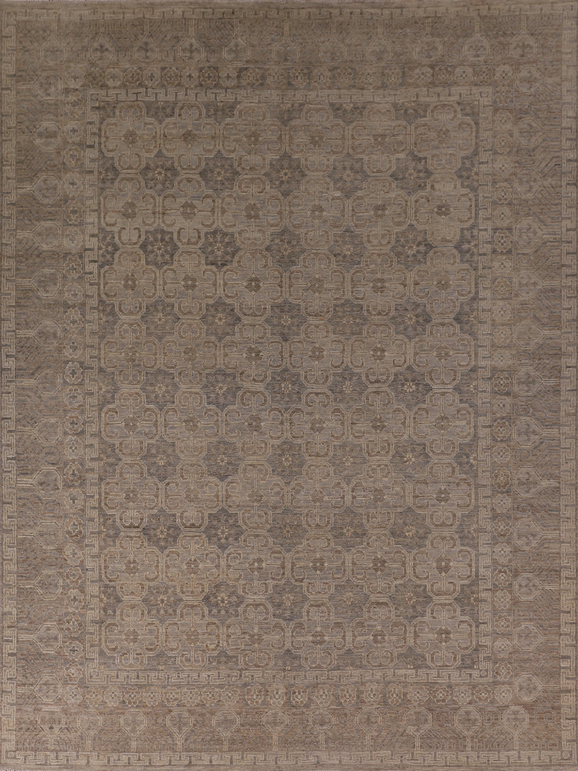 All-Over Geometric Oushak Vegetable Dye Area Rug 8x10