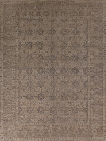 All-Over Geometric Oushak Vegetable Dye Area Rug 8x10