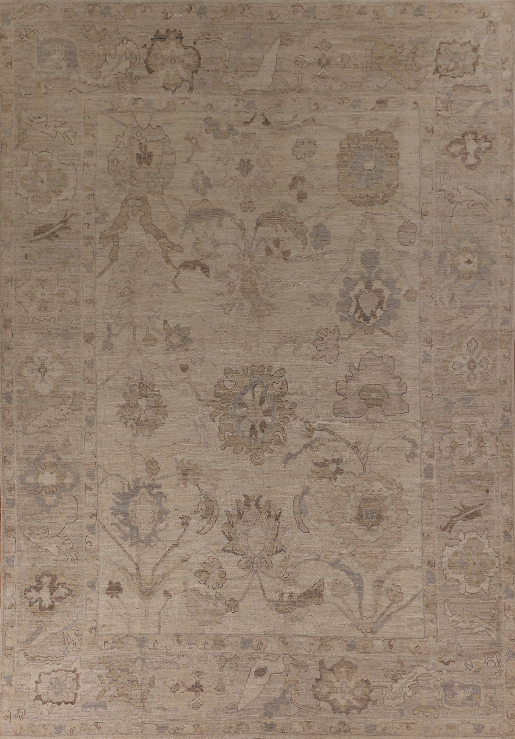 Vegetable Dye Beige Oushak Oriental Area Rug 9x12