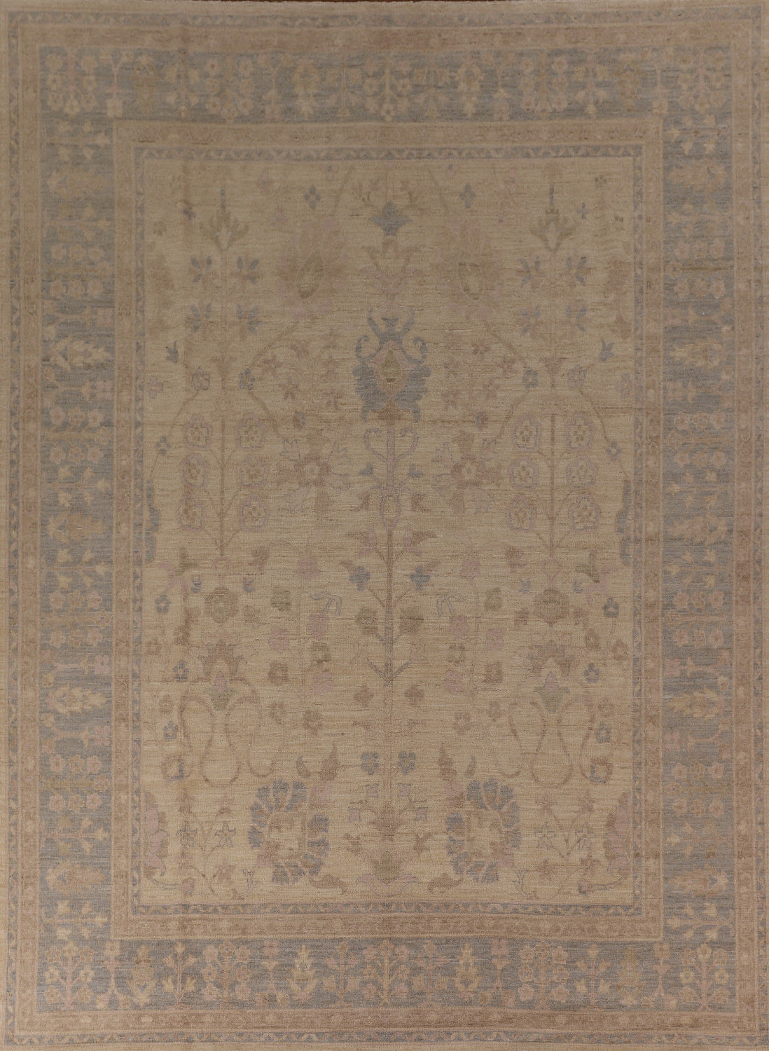 Vegetable Dye Oushak Turkish Area Rug 9x11