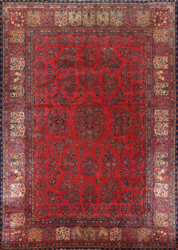 Pre-1900 Vegetable Dye Sarouk Mohajeran Persian Area Rug 10x13