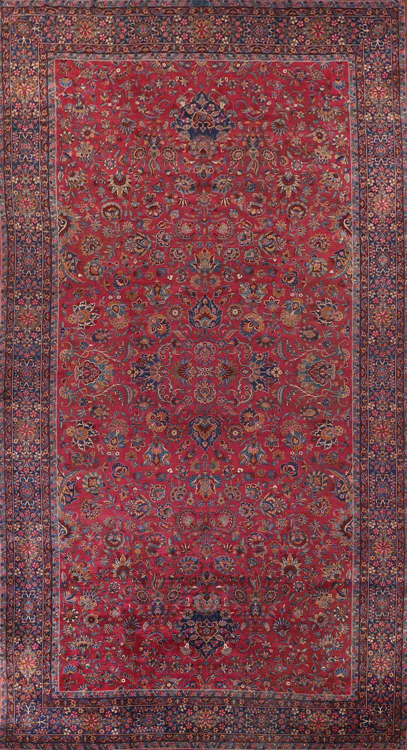 Pre-1900 Antique Kerman Ravar Vegetable Dye Persian Rug 12x21
