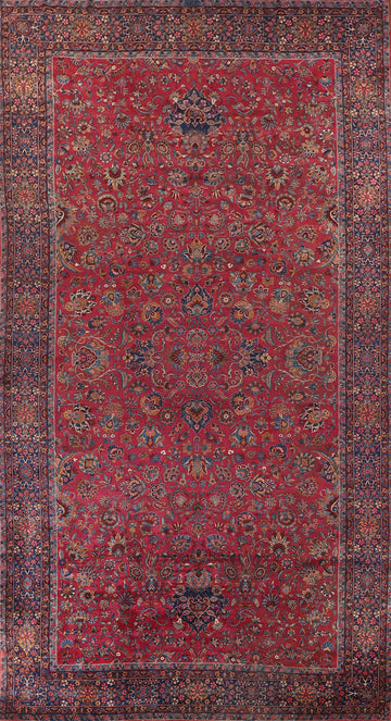 Pre-1900 Antique Kerman Ravar Vegetable Dye Persian Rug 12x21