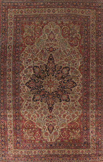 Pre-1900 Vegetable Dye Kerman Ravar Persian Large Rug 10x16