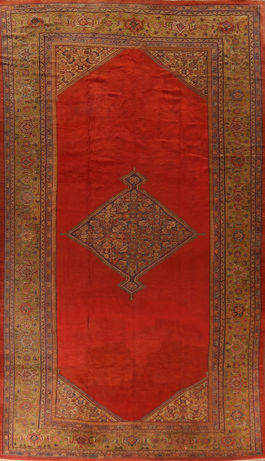Pre-1900 Vegetable Dye Sultanabad Persian Large Rug 10x17