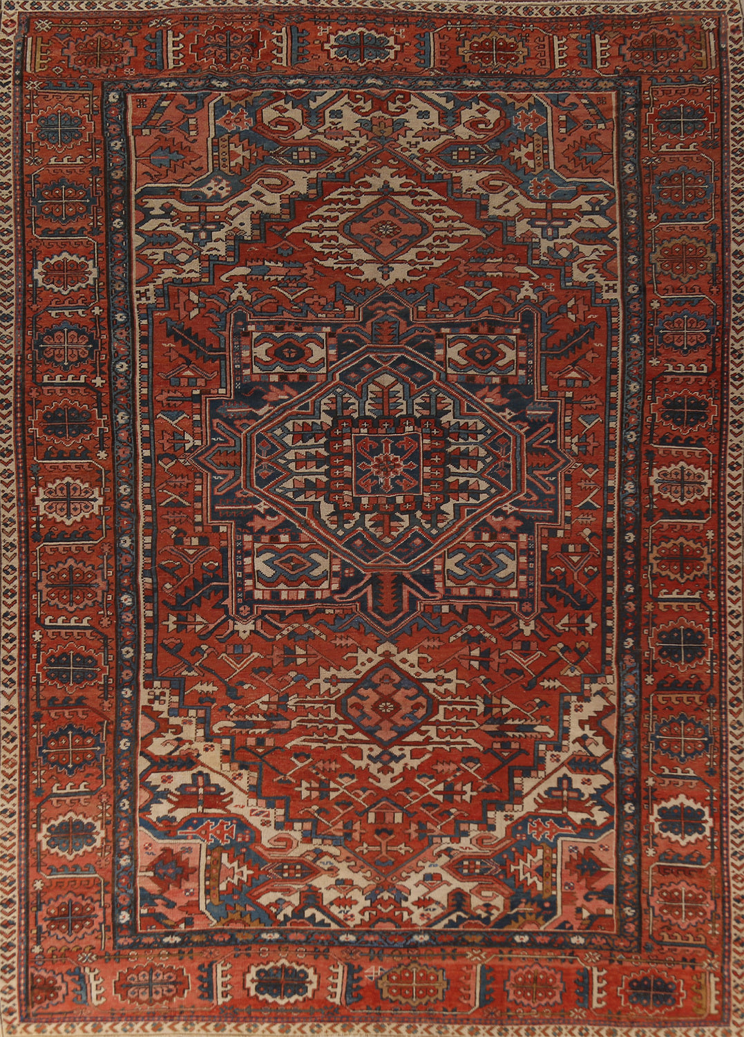 Pre-1900 Antique Vegetable Dye Heriz Persian Area Rug 9x12