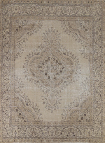 Distressed Wool Tabriz Persian Area Rug 9x12