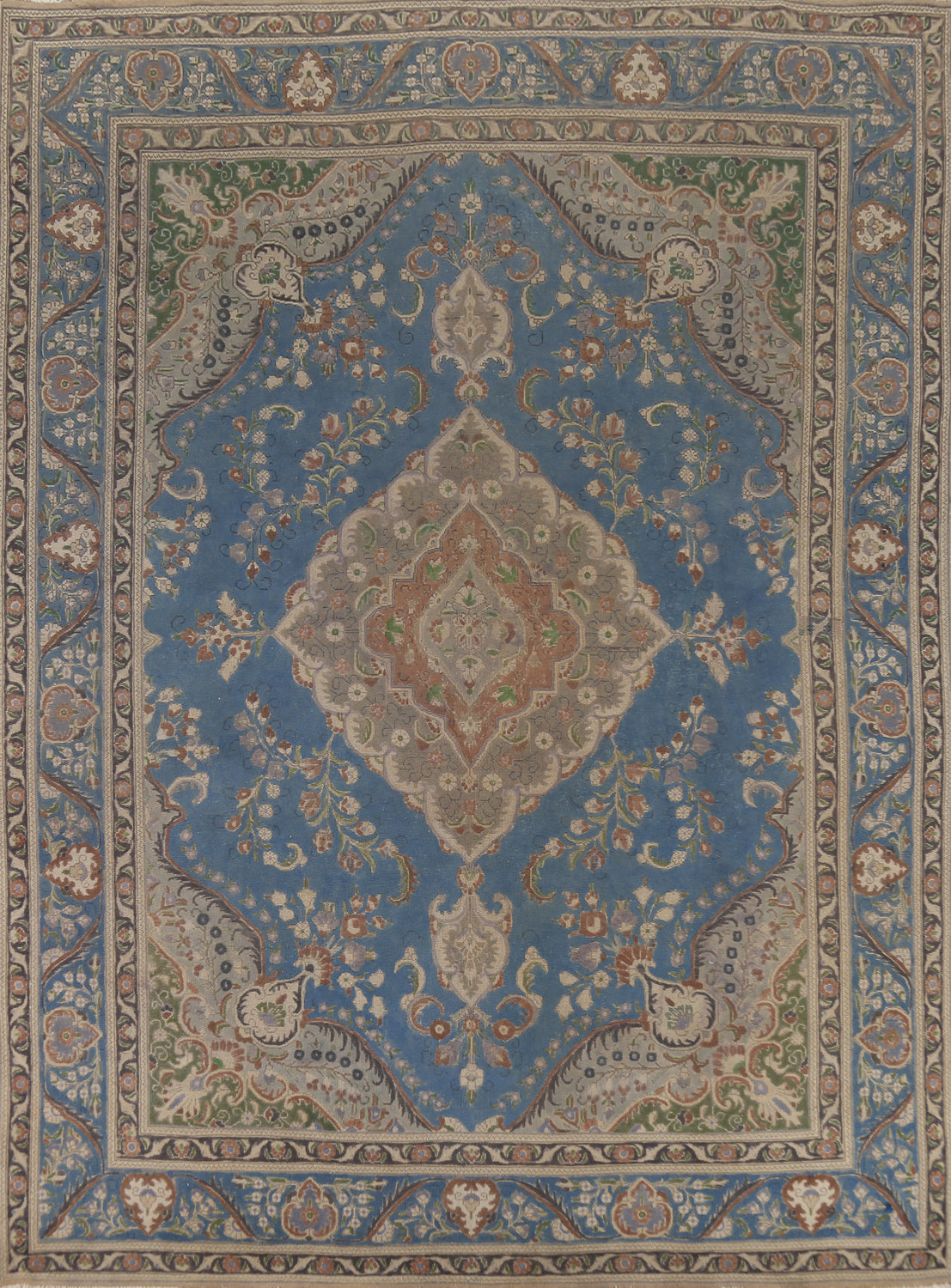 Blue Handmade Tabriz Persian Area Rug 10x13