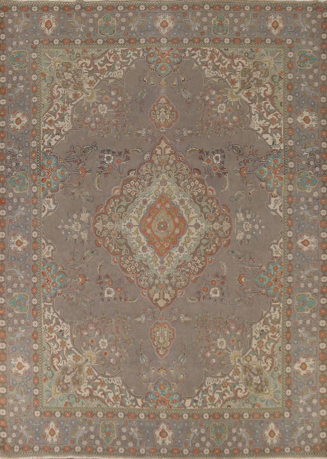 Gray Wool Distressed Tabriz Persian Area Rug 10x13