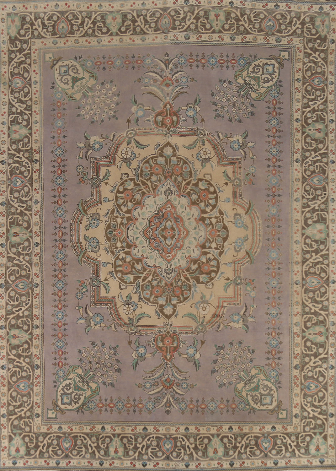Gray Geometric Tabriz Persian Area Rug 10x13