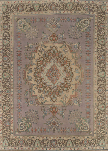 Gray Geometric Tabriz Persian Area Rug 10x13