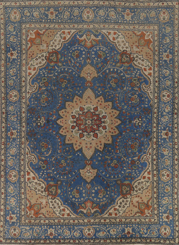 Vintage Blue Tabriz Persian Area Rug 10x13
