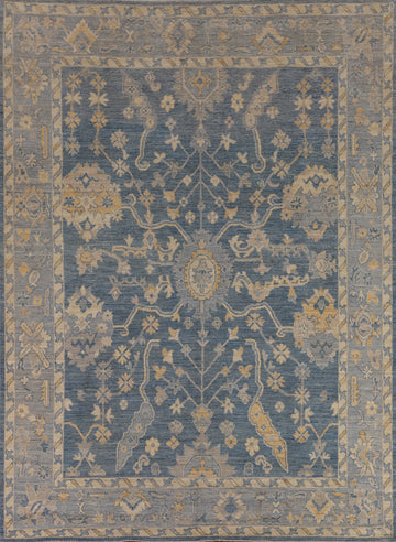 Handmade Blue Oushak Vegetable Dye Area Rug 8x10