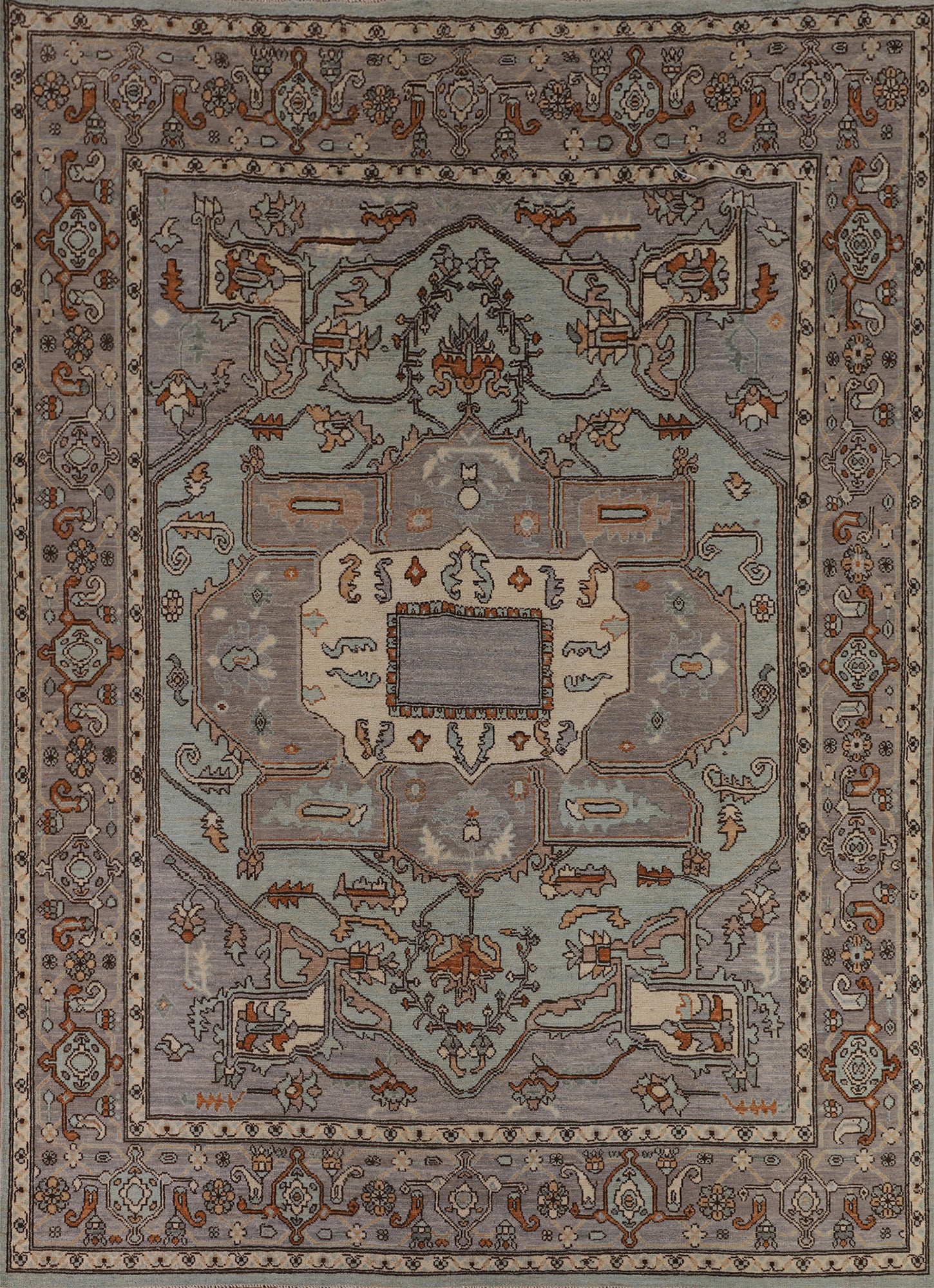 Light Blue Oushak Vegetable Dye Area Rug 8x10