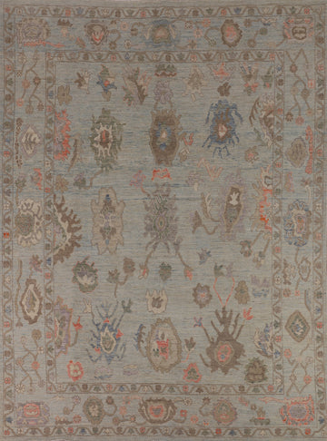 Light Blue Turkish Oushak Vegetable Dye Area Rug 8x10