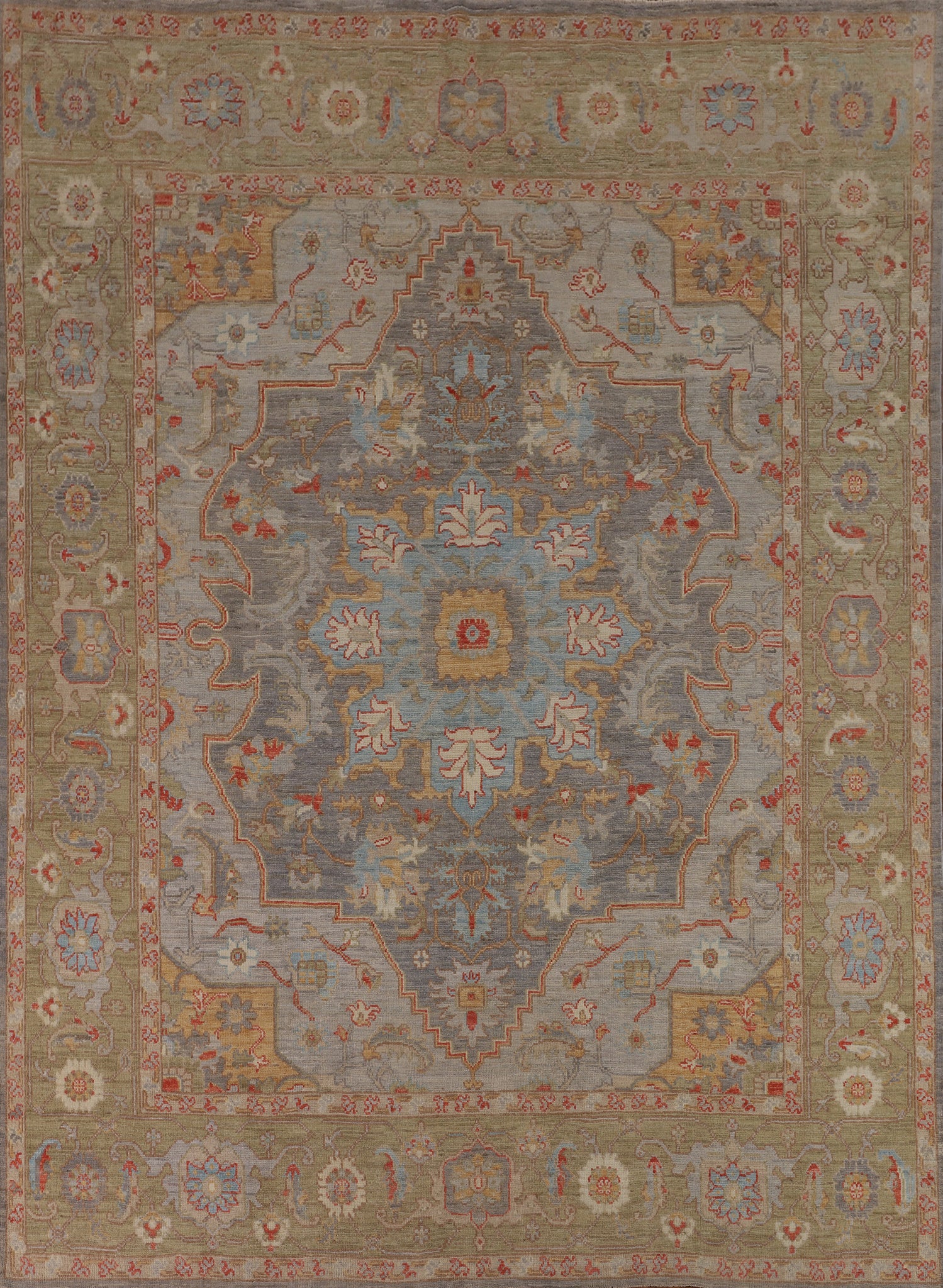 Vegetable Dye Wool Oushak Turkish Area Rug 8x10