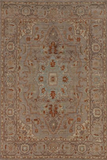 Vegetable Dye Oushak Turkish Area Rug 6x9