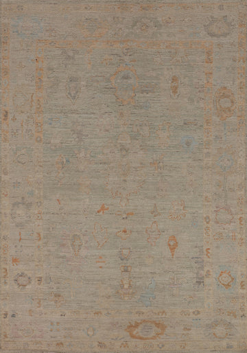 Earth Tone Wool Oushak Vegetable Dye Accent Rug 5x7