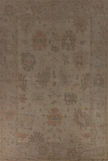 Earth Tone Vegetable Dye Oushak Wool Area Rug 10x13