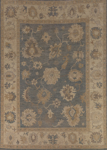 Gray Vegetable Dye Oushak Turkish Area Rug 9x12